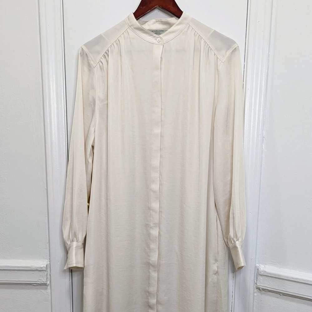 AllSaints Aga Shirt Dress | Ivory White | M